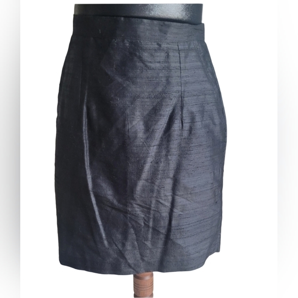 Marquis by Randall Cosco Black 100% Raw Textured Silk Skirt M